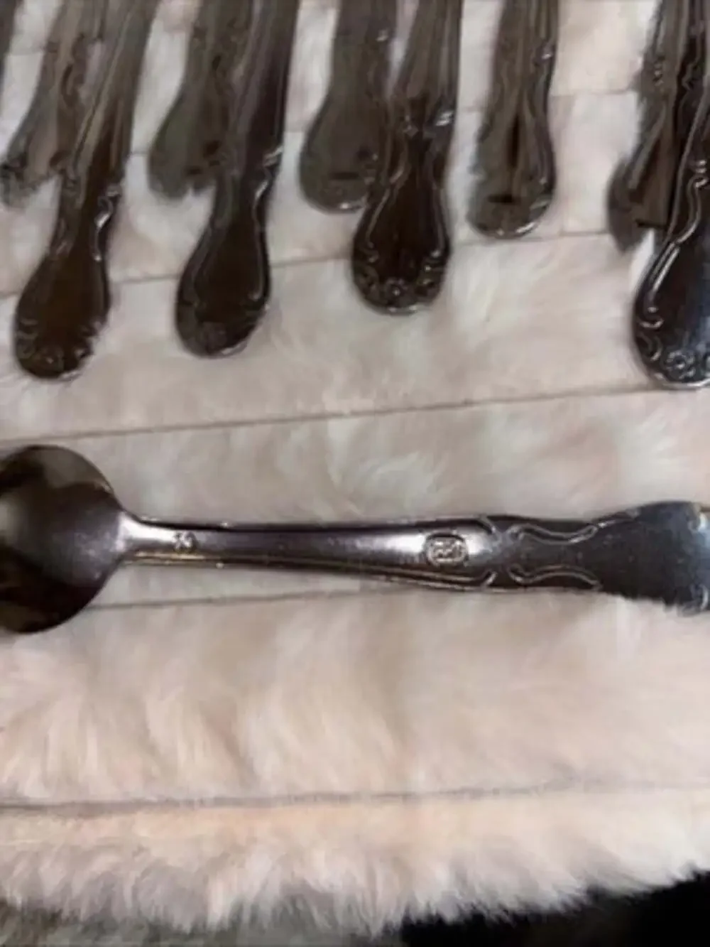 Vintage DON 63 Stainless Flatware 19-Piece Lot FLORA Rose - 17 Teaspoons 2 Soup